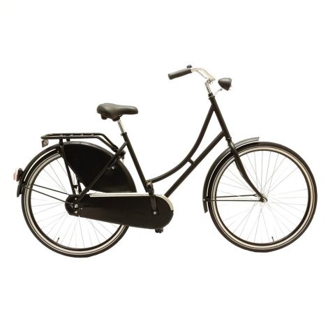 Omafiets no label D50cm matzwart. Stalen frame, lakdoek kettingkast en jasbeschermers, remnaaf, reflectie banden, inclusief slot. Geleverd in doos, 85% gemonteerd. A-Kwaliteit!