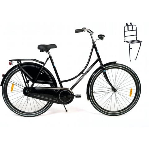 Wheelerz.nl omafiets 28 inch/ 53cm zwart | incl. voordrager | rijklaar