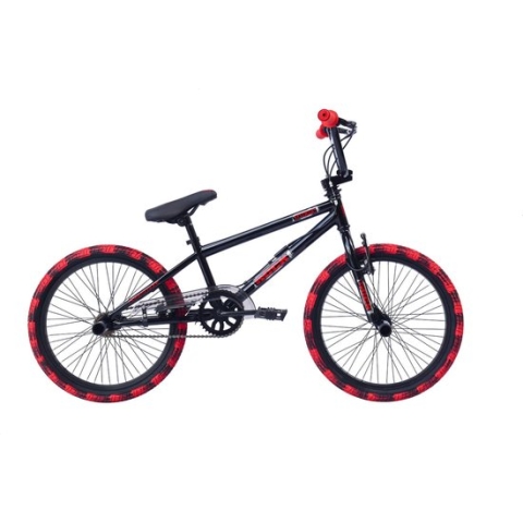 BMX freestyle RAPID - 360 graden draaien - 20 inch wielmaat - Fietsen jongens - V brakes en remgrepen - Frame maat 28cm - Zwart/rood