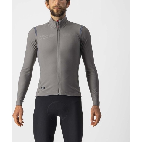 Castelli Fietsshirt lange mouwen waterafstotend Heren Grijs  - TUTTO NANO RoS JERSEY NICKEL GRAY - L