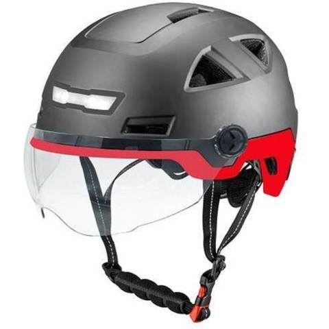 Vito E-Light Speed Pedelec helm met vizier zwart rood S/M 55/58cm | Snorfiets helm Snorscooter | Geschikt voor Helmplicht