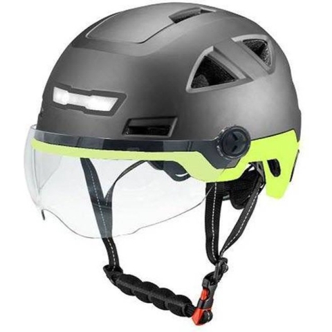 Vito E-Light helm met vizier mat zwart geel voor E-bike / Speed Pedelec / Snorfiets