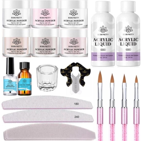 Born Pretty - Acrylpoeder set - Acrylpoeder - Acryl liquid - Acryl - Monomer - Acryl nagels starterspakket - Acrylpoeder transparant - Acrylpoeder wit - Acrylpoeder roze - Acrylic powder - Acrylic nail kit - Acryl set - Acryl vloeistof - Acryl poeder
