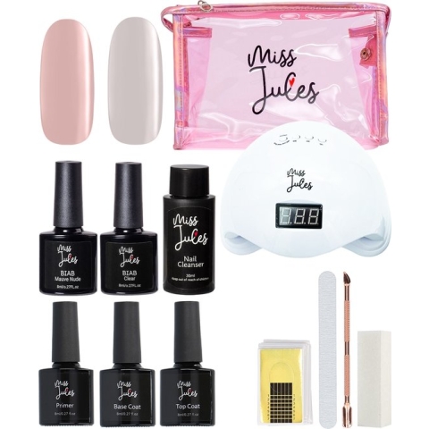 Miss Jules® BIAB Starter Pakket – Builder in a Bottle – BIAB Nagel Builder Gel – BIAB Nagellak Starterset - Inclusief 48W UV/LED Lamp, Nail Cleanser & Instructievideo (NL)