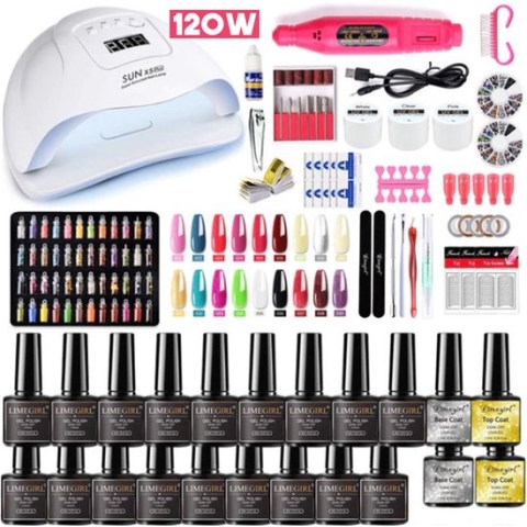 Gelnagels Set | Gellak set | Nail Art Pakket | 8Ml 18 Kleuren Gel | Crystal Gel | UV Gel | Manicure Set | Elektrische Nagelvijl | Gel Nagellak Nagel Decoratie | UV Lamp 120W | Accessoires | Starterspakket | Nail Care | Nagelstad
