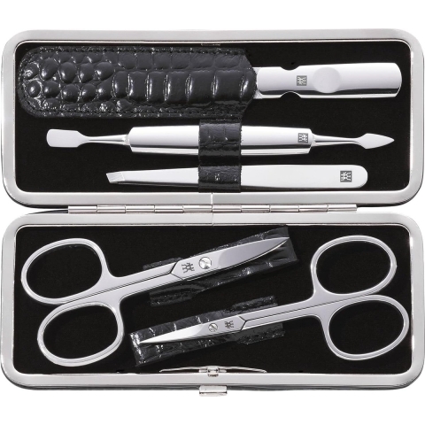 Klassieke Inox Manicure Pedicure 5-Delig Set, Zwart