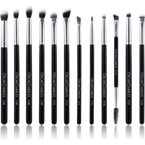 make-upkwastenset, 12 make-upkwasten, inclusief luxe make-uptas, zilver
