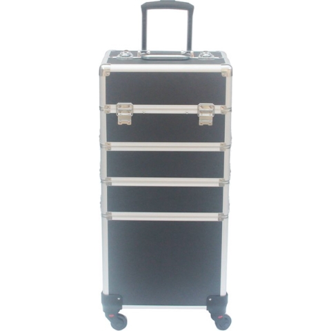 VDD Aluminium visagie kappers koffer trolley - Make-up schmink nagel koffer trolley - zwart