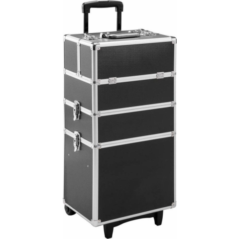 TecTake Cosmetica koffer met 3 Etages - Zwart - Make-up Koffer