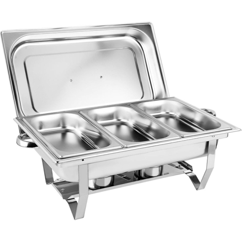 Happyment Buffetwarmer PRO - Chafing Dish - Warmhoudbakken - Warmhoudplaat - 3 x 3 Liter