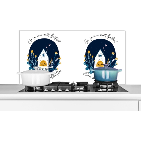 Spatscherm Keuken - Kookplaat Achterwand - Spatwand Fornuis - 100x50 cm - Quotes - Spreuken - Ga je mee naar buiten? - Aluminium - Wanddecoratie - Muurbeschermer - Hittebestendig