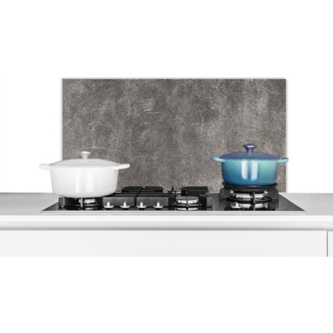 Spatscherm Keuken - Kookplaat Achterwand - Spatwand Fornuis - 80x40 cm - Beton - Grijs - Industrieel - Aluminium - Wanddecoratie - Muurbeschermer - Hittebestendig