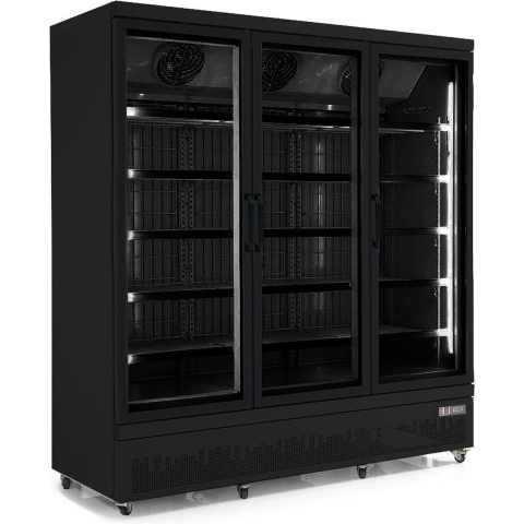Professionele Display vrieskast | 3 glasdeuren | 1450 L | Zwart | Combisteel | 7455.2250 | Horeca
