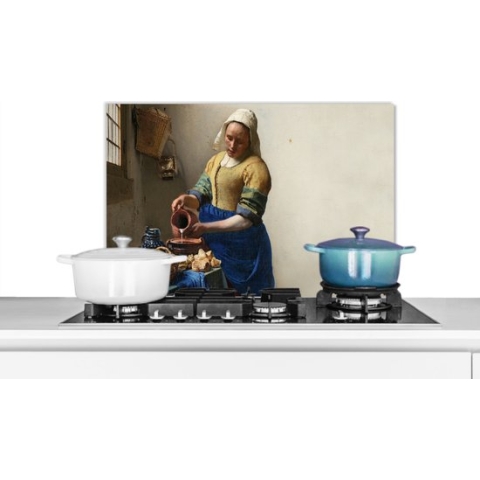 Spatscherm - Melkmeisje - Schilderij - Vermeer - Oude meesters - Keuken - Spatwand - Spatscherm keuken - 70x50 cm - Keuken achterwand