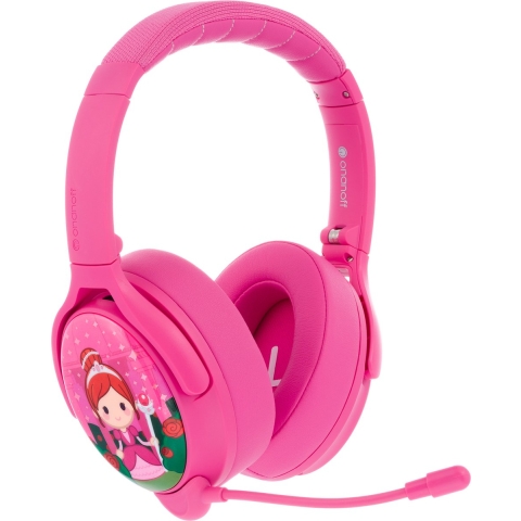 BuddyPhones CosmosPlus kinder Koptelefoon Draadloos – Koptelefoon kinderen geluidsdempend – Actieve ruisonderdrukking – Volumelimiet 75/85/94 dB – 24 uur batterijduur – Ingebouwde microfoon – Inclusief harde opbergcase - Roze