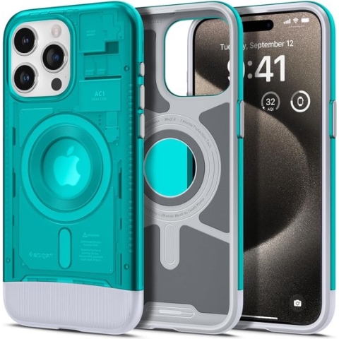 Spigen Appple iPhone 15 Pro Max Classic C1 Geschikt voor Mag hoesje - Bondi Blue