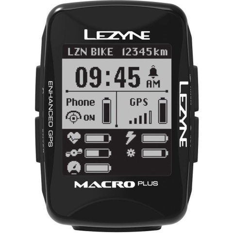 Lezyne Macro Plus GPS HRSC Loaded - Fietsnavigatie - Fietscomputer - GPS tracker fiets - Met bluetooth - Waterdicht - 28 uur accuduur - Zwart