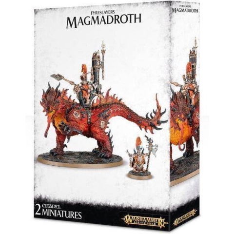 Age of Sigmar Duardin Fyreslayers: Auric Runefather/Smiter/Son on Magmadroth