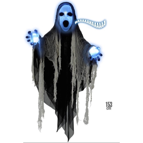 "Halloween decoratie van reaper met licht en geluid - Feestdecoratievoorwerp - One size"
