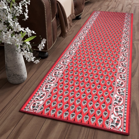 Tapiso Bali PP Tapijtloper Rood Klassiek Gang Woonkamer Slaapkamer Vloerkleed Maat- 100x900