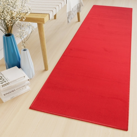 Tapiso Luxury Tapijtloper Rood Modern Gang Woonkamer Vloerkleed Maat- 70x300