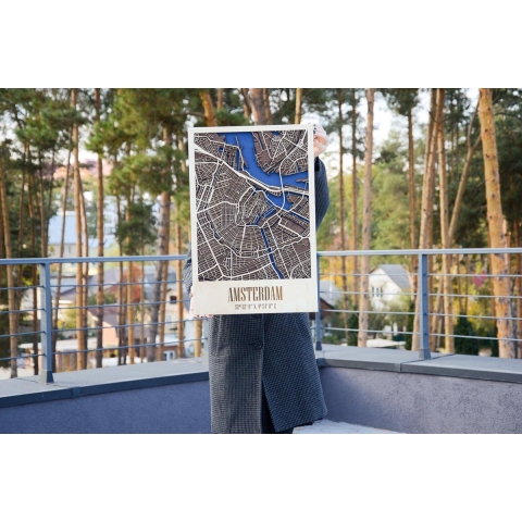 Houten Stadskaart Amsterdam 3D - XL (60 x 40 cm)