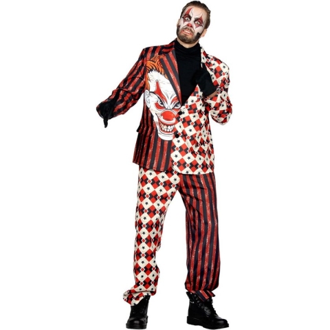 Wilbers & Wilbers - Monster & Griezel Kostuum - Penny The Wise Clown - Man - Rood, Wit / Beige - Small - Halloween - Verkleedkleding