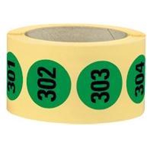 Genummerde stickers op rol - zelfklevend papier - 25 mm - 500 stuks Groen