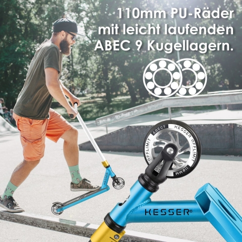 KESSER® Stuntstep X-Limit-Pro 360° voor Volwassenen en Kinderen - Benzineblauw / Wit