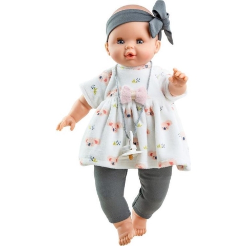 Paola Reina Pop Sonia (Koala/Grijs) Met Mechanisme en geluid (36Cm)