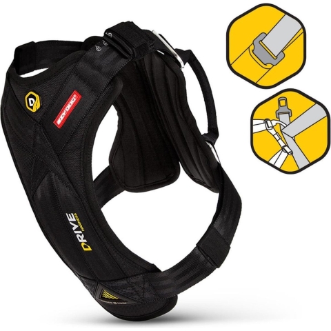 EzyDog Drive Honden Auto Tuig - Veiligheidsharnas - 49/106cm - Zwart