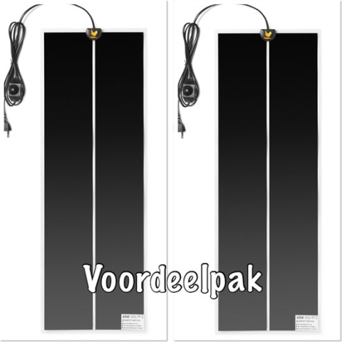 Voordeelpak (2) warmtematten 28 x 80 cm - Extra voordelig- 2 stuks warmtematten- - 45 Watt - met regelaar - voor kuikens - kwartels - vogels - reptielen - amfibieën