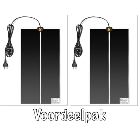 Voordeelpak (2) warmtematten 28 x 53 cm - Extra voordelig- 2 stuks warmtematten- - 28 Watt - met regelaar - voor kuikens - kwartels - vogels - reptielen - amfibieën