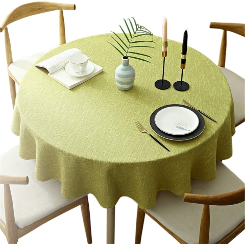 Ronde Tafelkleed, Decoratief Effen Tafelkleed, Katoenen Linnen Tafelkleed voor Keuken, Eetkamer, Thuis Tafeldecoratie, Mosterdgeel, Rond - 160 cm