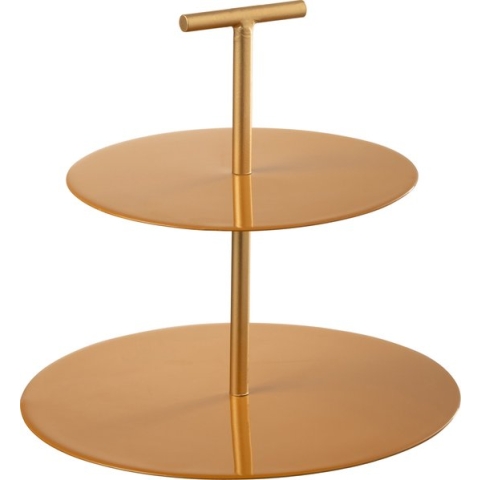 J-Line 2 Lagen bord - rond - metaal - oker - woonaccessoires