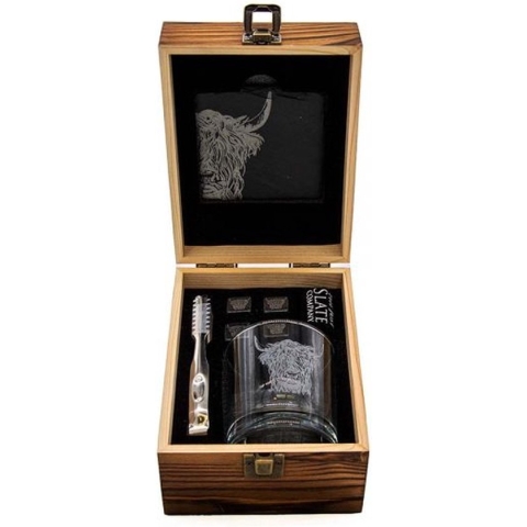 Just Slate Company Whisky Proeverij Geschenkset Hooglander - Glas - With love from Scotland