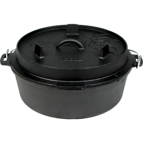 Valhal Outdoor Dutch Oven / braadpan 6.1L zonder pootjes - met uitsparing voor kookthermometer - VH6.1L