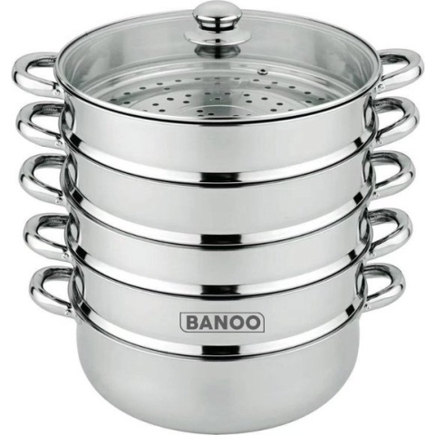 steam cooker Mantowarka 32 CM. Set made of stainless steel with metal handles Stainless steel, health at the highest level A special steam pot for making manure, stuffed dumplings similar to the pelmeni