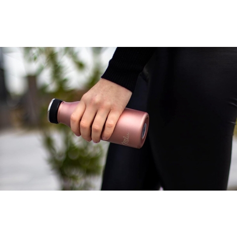 Roestvrijstalen drinkfles 350 ml, 500 ml, 750 ml, 1 l, 1,5 l thermosfles, hoeveelheden waterfles, lekvrije thermosfles, dubbelwandig, opgestuurd voor koolzuur + schoonmaakborstel (rosé goud, 1,5 l)