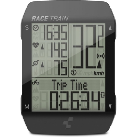 CUBE Fietscomputer Race Train Set - Kilometerteller fiets - Hartslag- en cadansfunctie - Verlicht - Draadloos - Zwart - 57 x 41 x 15 mm
