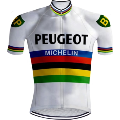 Retro Wielershirt Peugeot Regenboog - REDTED (S)