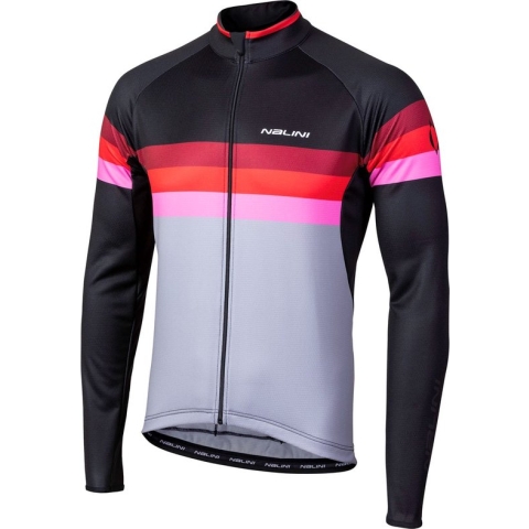 Nalini Fietsshirt lange mouwen Heren Zwart Rood - AIW LOGO JERSEY 2.0 MAN L/S JERSEY BLACK/ GREY/ RED - M
