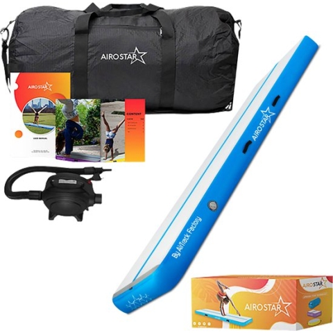 AirTrack STAR™ by AirTrack Factory 20CM BLUE- 7x2x0,2M - Gymnastiek & Turnen - INCL. elektrische pomp en toebehoren