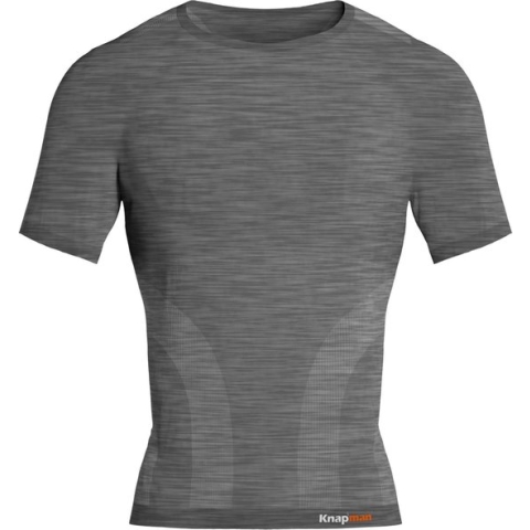 Knap'man Pro Performance Baselayer Shirt voor Heren | Baselayer Compressieshirt | Korte mouwen | Grijs Melange | Maat S