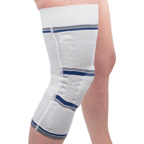 BORT StabiloGen Eco –Compressie Kniebrace Kniebandage met Drukkussens Knieklachten Gonartrose - Maat: 7+ (D 49-53cm / F 72-76cm) – Kleur: Zilver