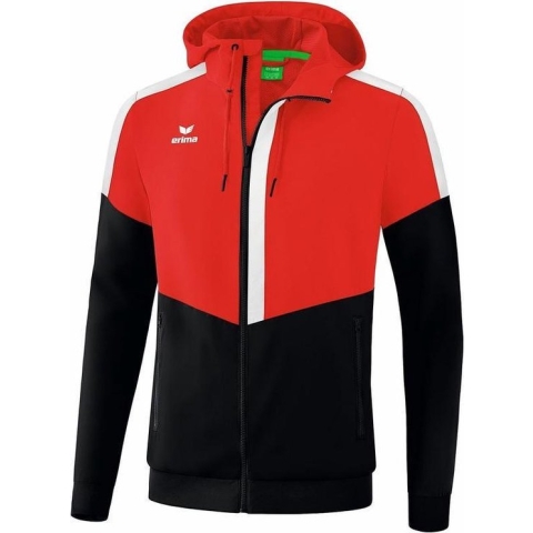 Erima Squad Tracktop Jack Met Capuchon Rood-Zwart-Wit Maat XL