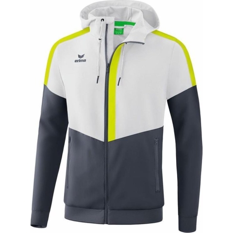 Erima Squad Tracktop Jack Met Capuchon Wit-Slate Grijs-Lime Maat L