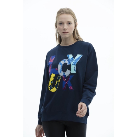 SCR. Ilona - Dames Trui - Oversized Sweater met Print - Lucky - Zwart - One Size
