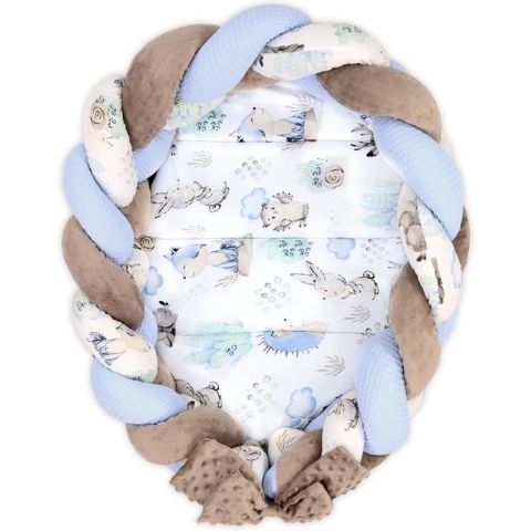 Baby Cocoon Bumper Reiswieg 100% katoen Anti-allergisch - babynestje \ Warm nest baby 75x45 cm