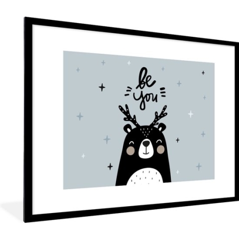 Fotolijst incl. Poster - Spreuken - Be you - Baby - Quotes - Kids - Kinderen - Jongens - Meiden - 80x60 cm - Posterlijst